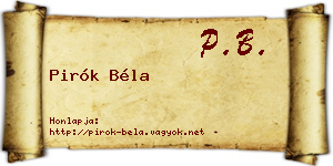 Pirók Béla névjegykártya