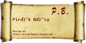 Pirók Béla névjegykártya